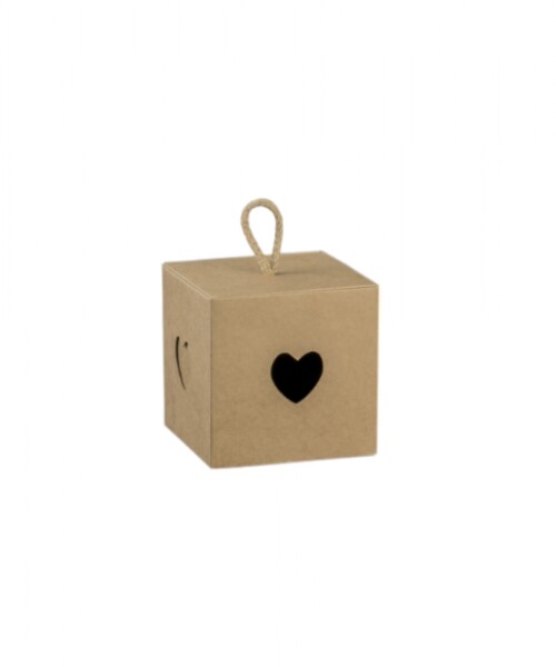 Caja corazon 10x10x10 cm. KRAFT MARRON