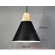 Lampara Colgante De Techo Campana Nordica Metal Madera Negro