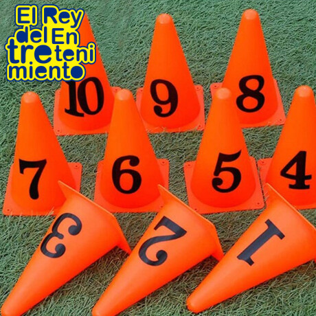 Set 10 Conos PVC 23cm C/Números Entrenamiento Fútbol Set 10 Conos PVC 23cm C/Números Entrenamiento Fútbol