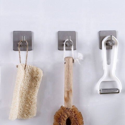 Gancho de acero autoadhesivo gris para baño Gancho De Acero Autoadhesivo Gris Para Baño