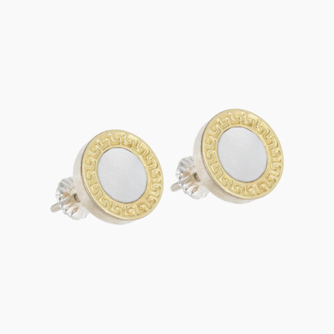 Caravanas en plata y Oro con nácar Caravanas En Plata Y Oro Con Nácar