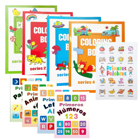 Set Libros X9 P/Colorear Abecedario Anim Núme Español Esc007014