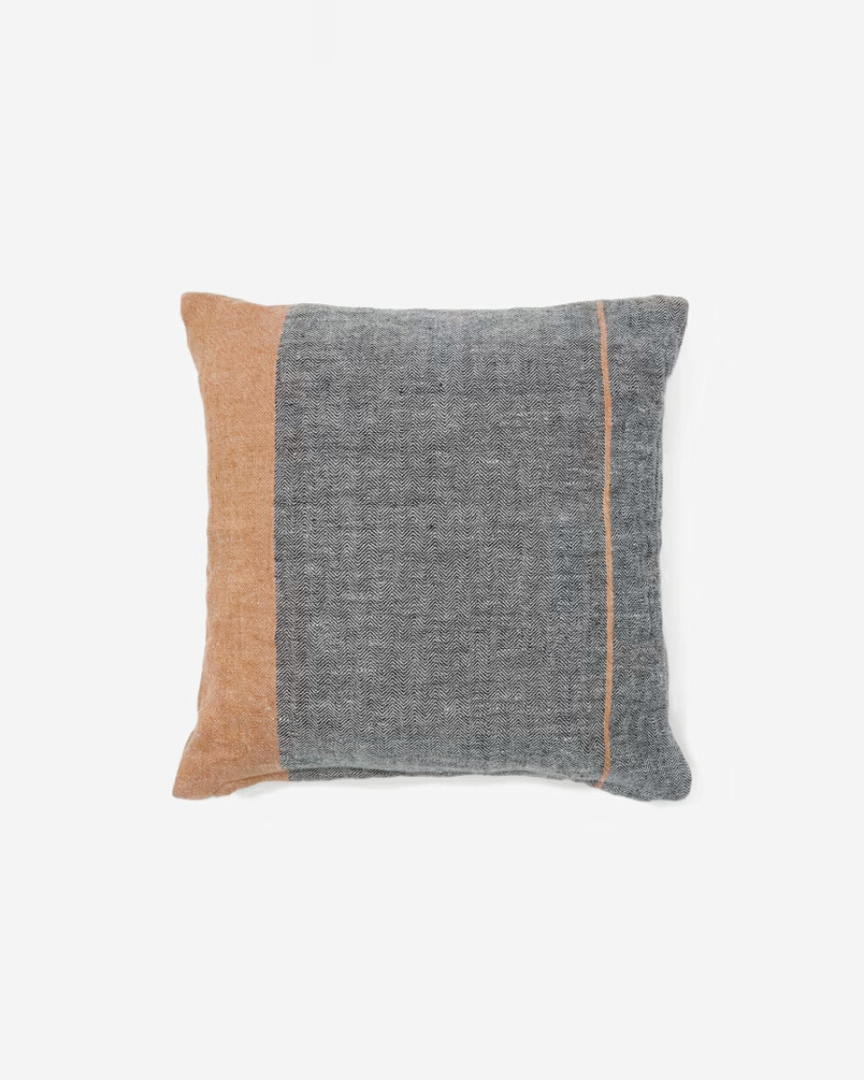 Almohadón Eiko 100% de lino - gris con rayas verticales terracota 50 x 50 cm 