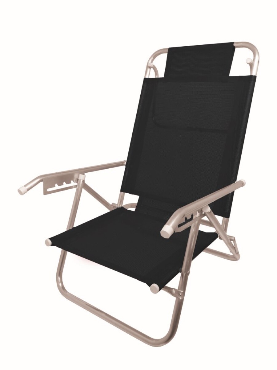 Reposera Baja en aluminio c/posiciones Baño de Sol Clasic - NEGRA 