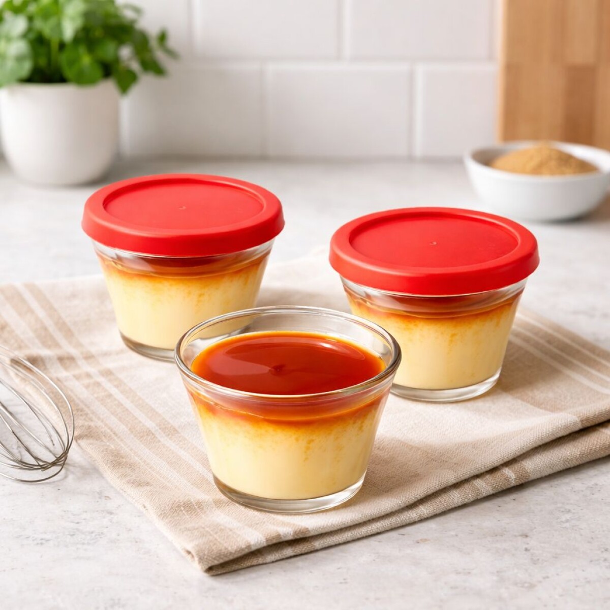 Flaneras de Vidrio con Tapa Plastica Pack de 3 