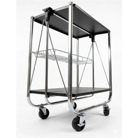 Carrito Plegable 3Niveles 40X63X70Cm Negro Y Metal