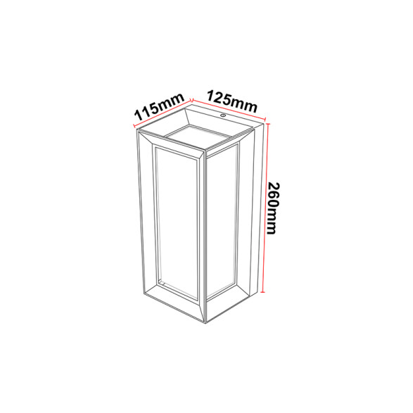 Aplique pared rect ngo 12W cálida 180° IP65 840lm ZU0348