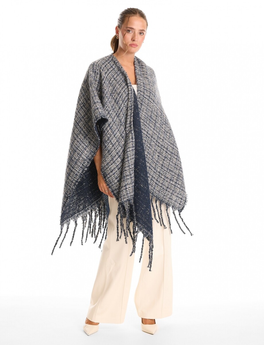 Ruana Tweed Flecos - Azul/multi 