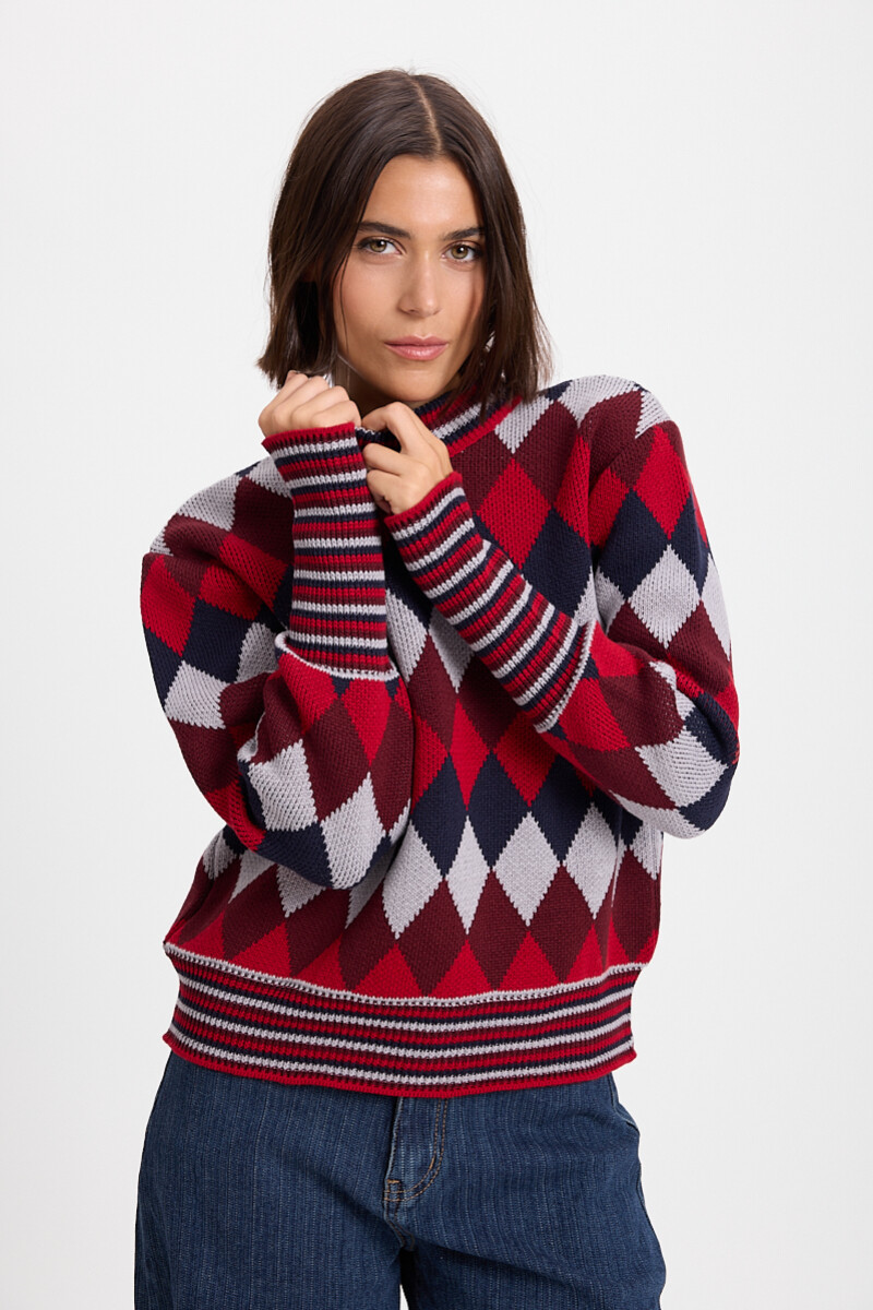 Sweater Escocesa Bordeaux