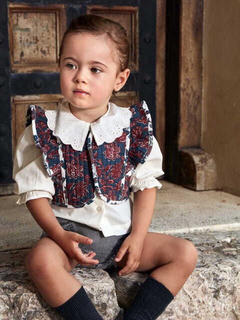 Chaleco Acolchado Con Volante Petroleo