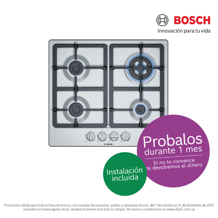 Anafe a gas Bosch 60cm PGH6B5B90 Anafe a gas Bosch 60cm PGH6B5B90