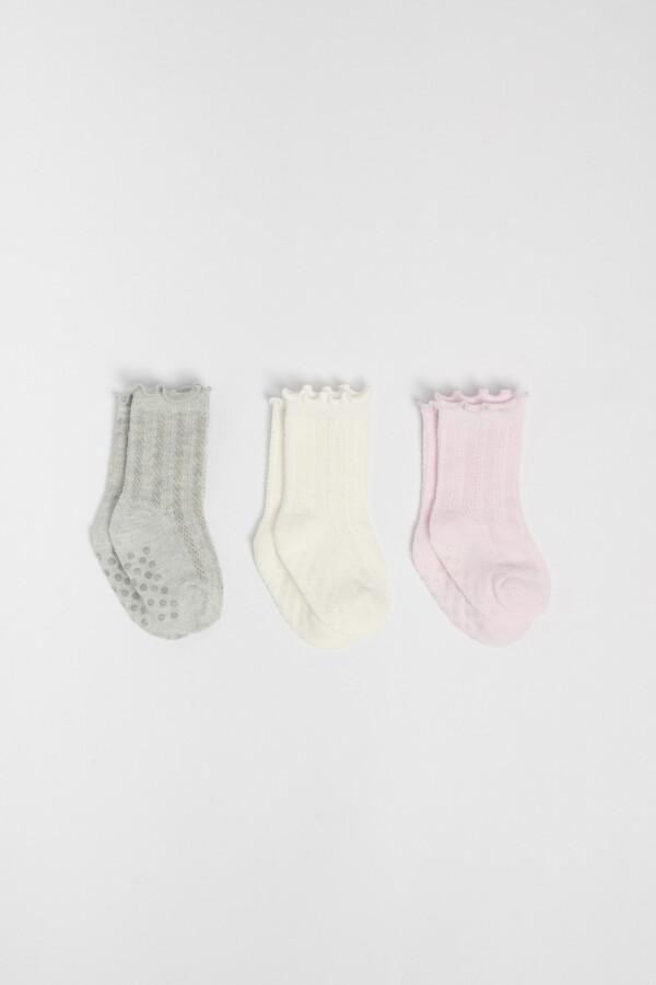 Pack x3 medias ribete Rosa