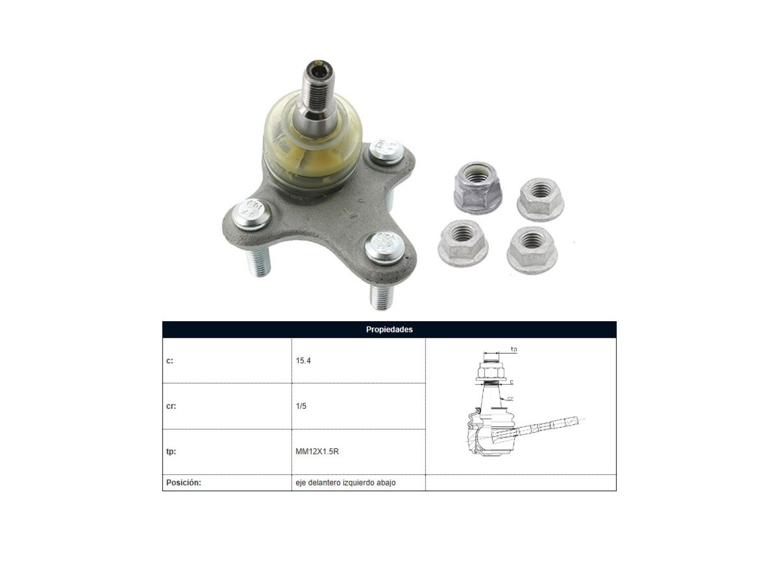 Rotula Del Audi A3/Q3 Volks Nivus/Vento/Virtus/T-Cross/Tiguan/Polo 03-25 Izq 