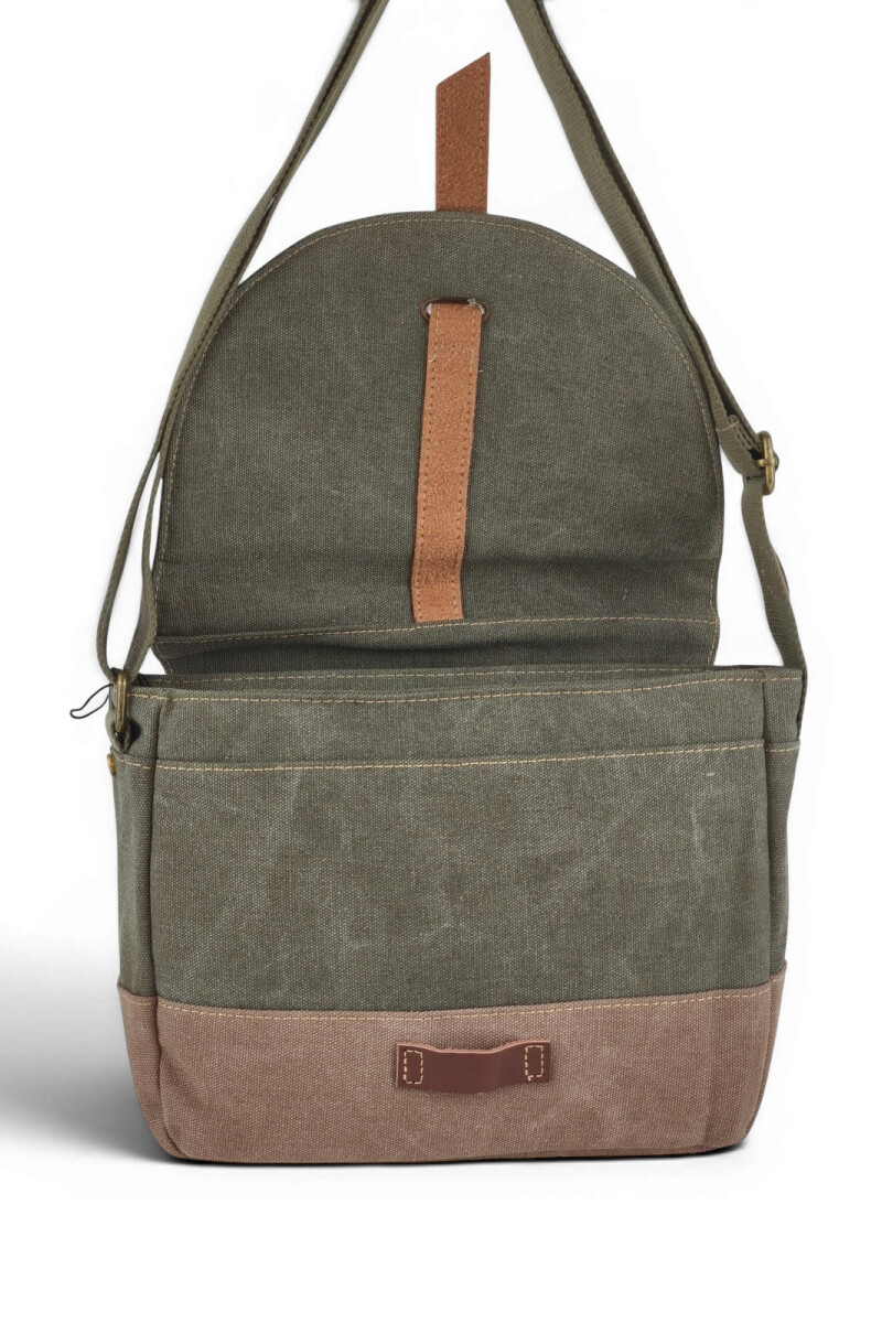 Morral con solapa Verde con Marrón