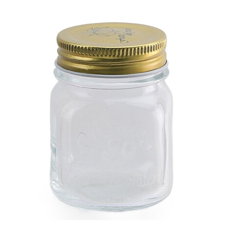 Frasco Recipiente de Vidrio Labrado 150Ml Tapa Rosca Metal Transparente