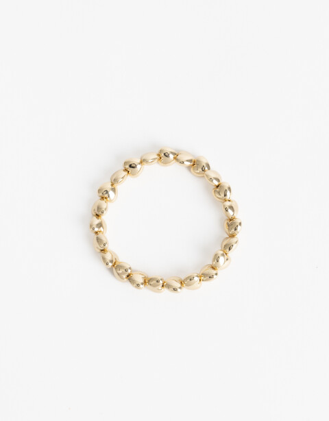 Pulseras Elásticas Metal Pulsera Elástica Corazones Metal. - Dorado