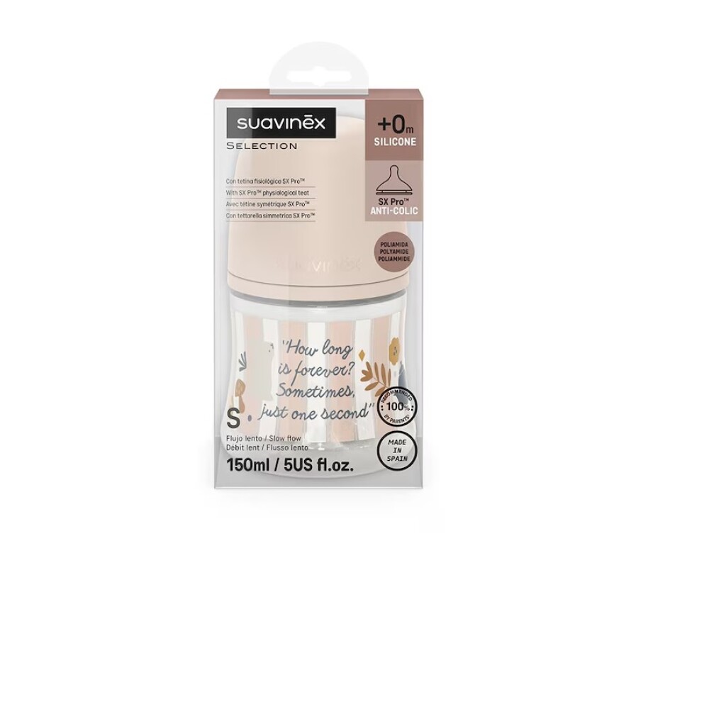 Biberón fisiológico 150ml Suavinex Rosa striped