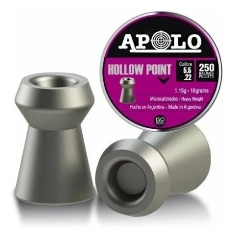Chumbos Apolo Hollow Point 5,5 Mm 250 Unidades 18 Grains Chumbos Apolo Hollow Point 5,5 Mm 250 Unidades 18 Grains