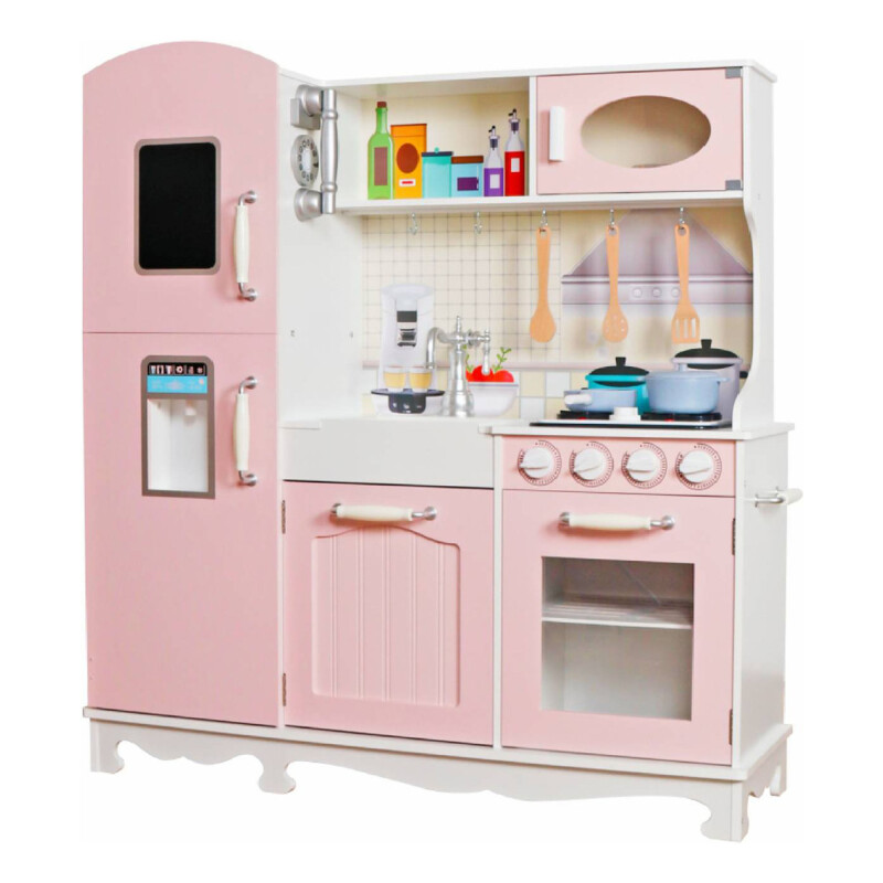 COCINA MADERA INFANTIL COLOR ROSADO CON SET COCINA MADERA INFANTIL COLOR ROSADO CON SET