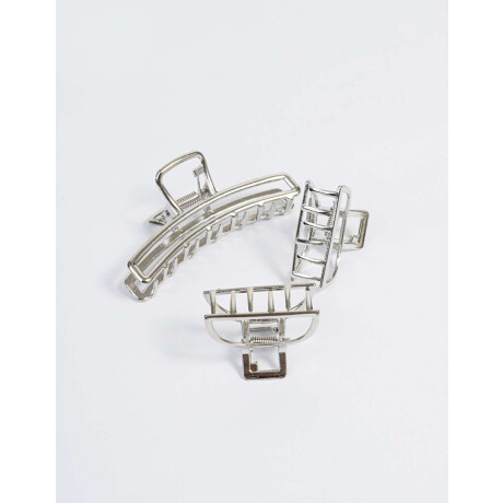 Set De Broches Metálicos Plateado