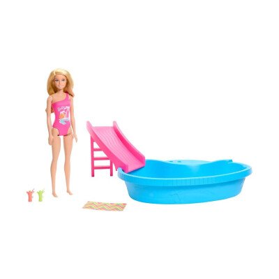 Muñeca Barbie Piscina, tobogán y Accesorios Muñeca Barbie Piscina, tobogán y Accesorios