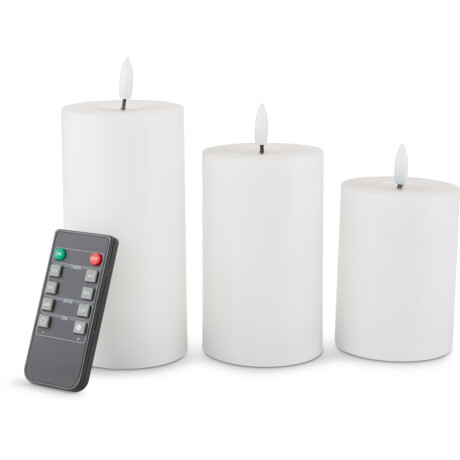 Vela LED EIDE 3 piezas con control Blanco