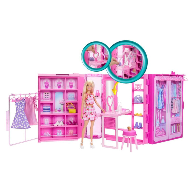 Barbie Dream Closet con muñeca de moda, ropa y accesorios, 91 cm de ancho Barbie Dream Closet con muñeca de moda, ropa y accesorios, 91 cm de ancho