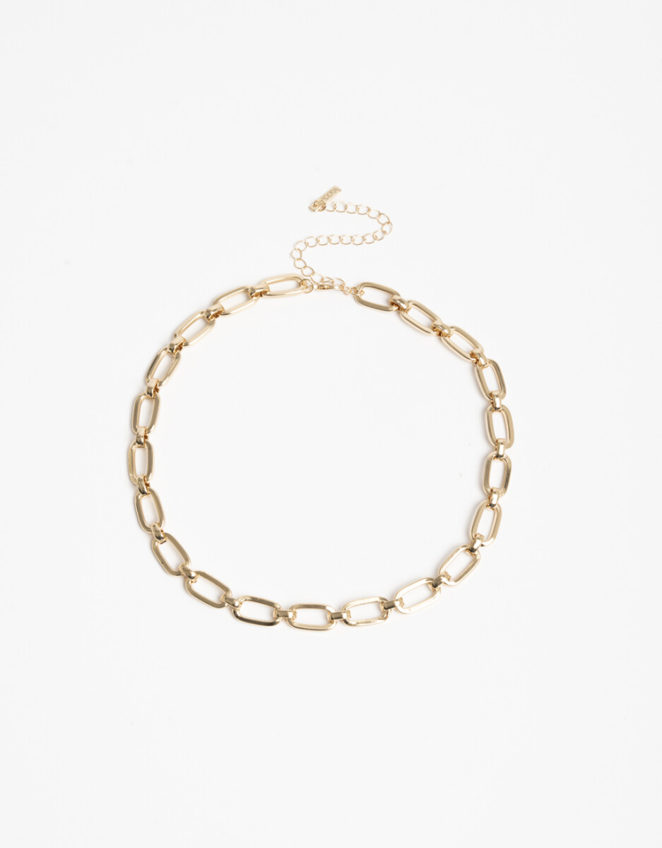 Collar Corto Metal Eslabones Dorado 