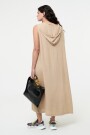 VESTIDO LARGO CON CAPUCHA Beige