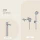 JUEGO DE GRIFERIA LAVATORIO ALTO DUCHA BRILLO LINEA BLEST CROMO