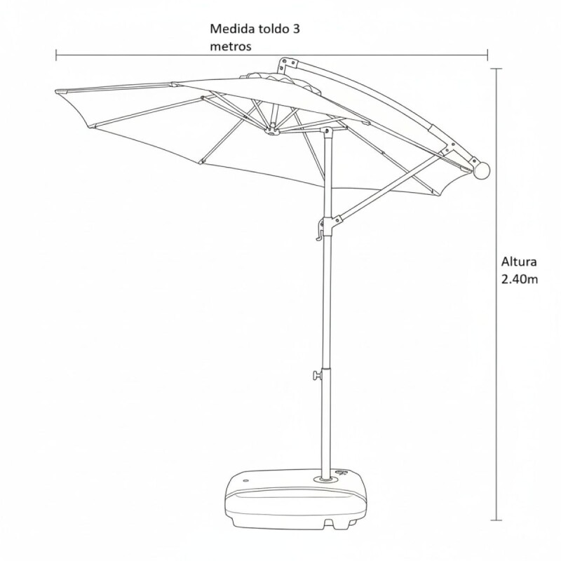 SOMBRILLA BEIGE C/BASE P/JARDIN 3Mts Unica