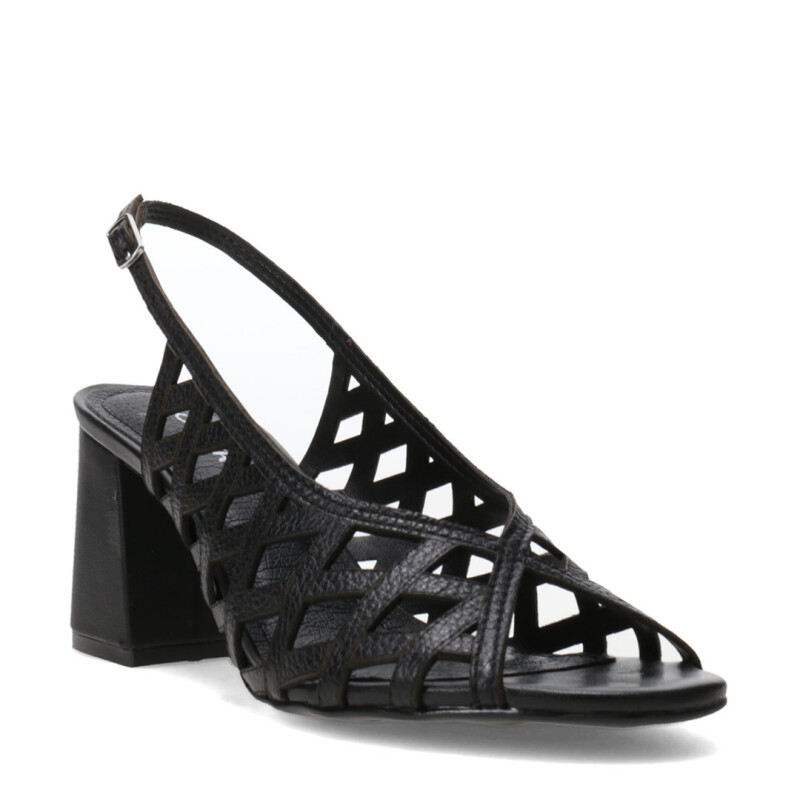 Sandalias de Mujer Bottero Cuero Calado Negro