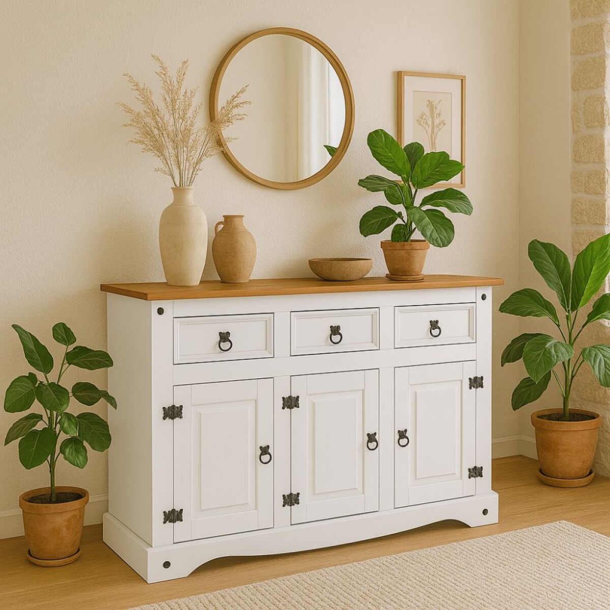 Aparador 3+3 Linea Naturale - Blanco/Roble 