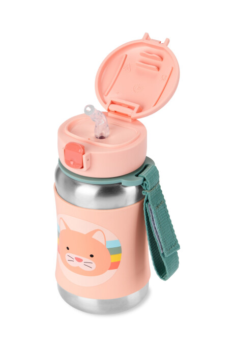 Botella de acero inoxidable con sorbito, diseño gato Botella de acero inoxidable con sorbito, diseño gato