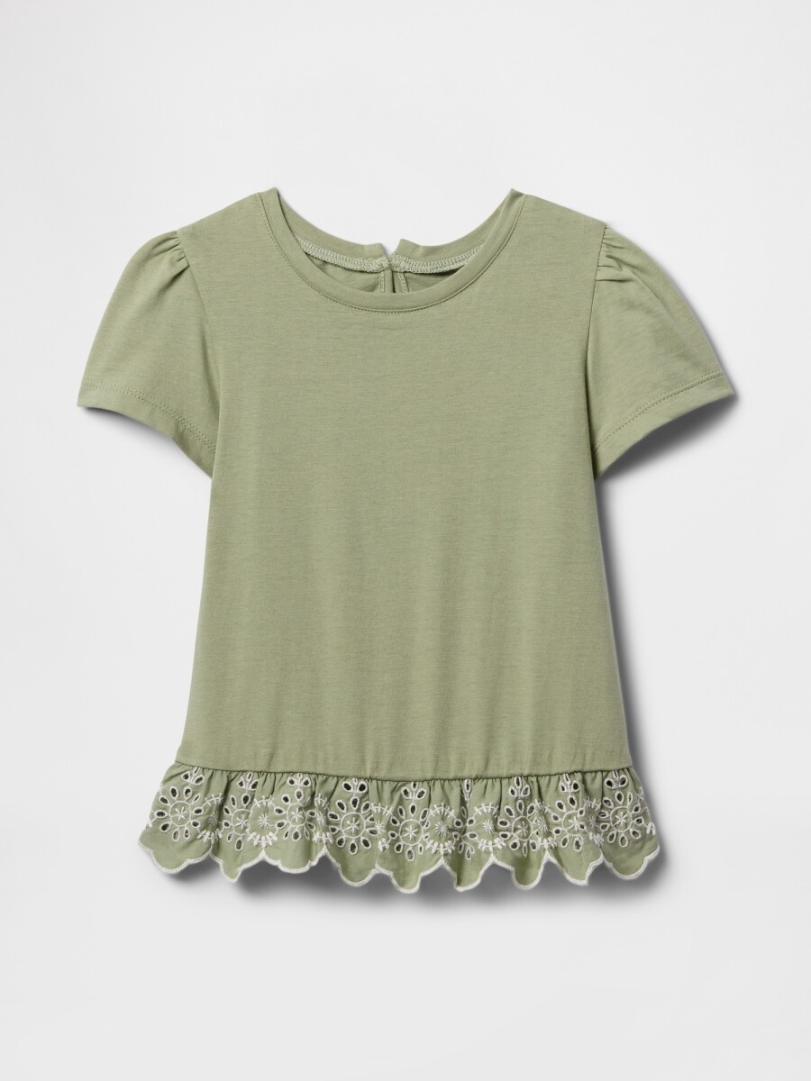 Remera Tunic Con Broderie Toddler Niña - Desert Sage 