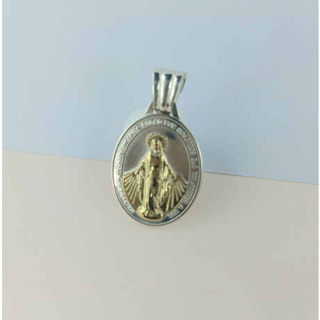 Medalla religiosa de plata 925 y double en oro 18 ktes Virgen Milagrosa