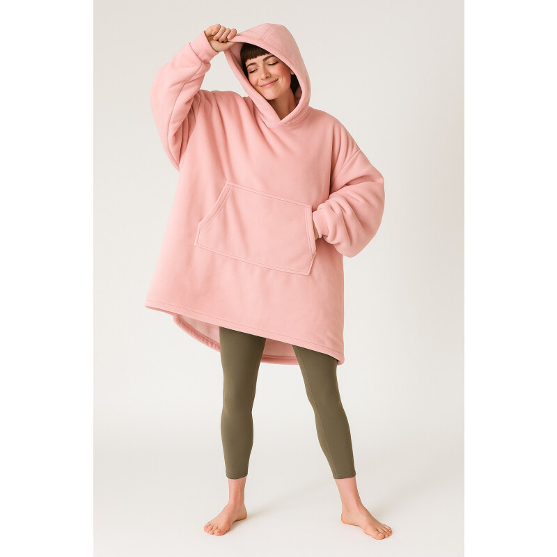 Buzo Manta Con Capucha Polar y Corderito unisex Rosa