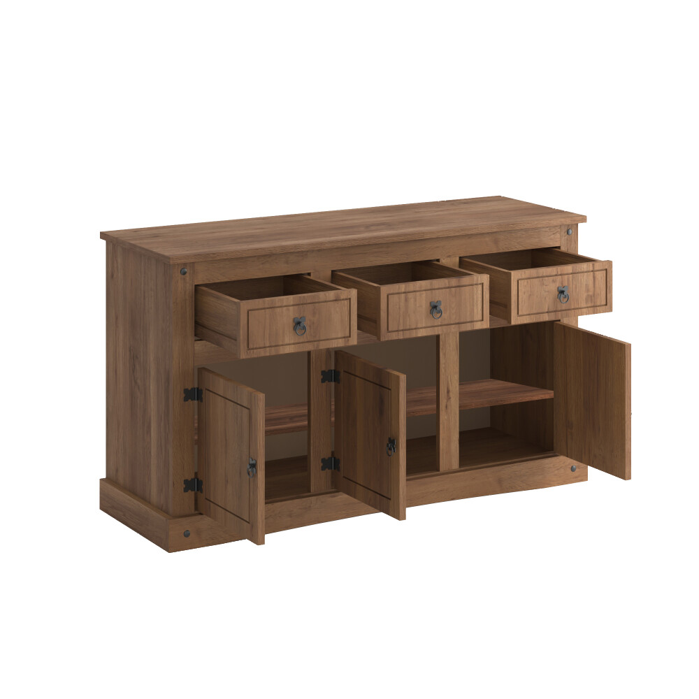 Aparador Bargueño Linea Mexicana Madera Maciza Oscuro