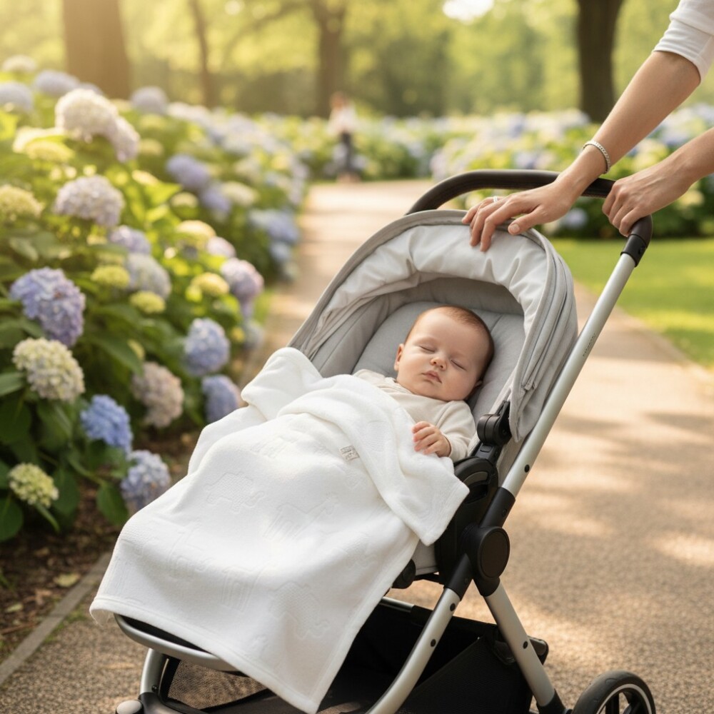 Mantas fleece ASH & Olive blanco