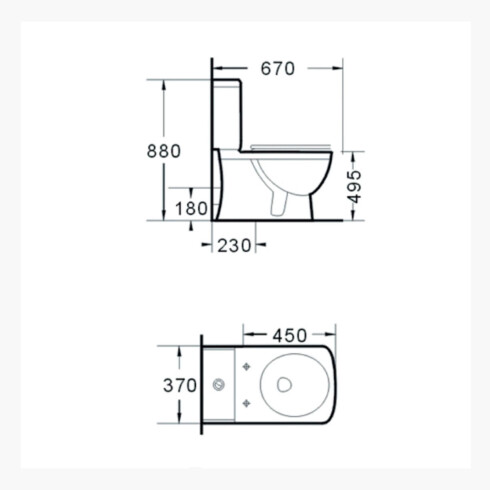 INODORO CON TAPA Y MOCHILA ALTO PARA DISCAPACITADOS MALAWI BLANCO