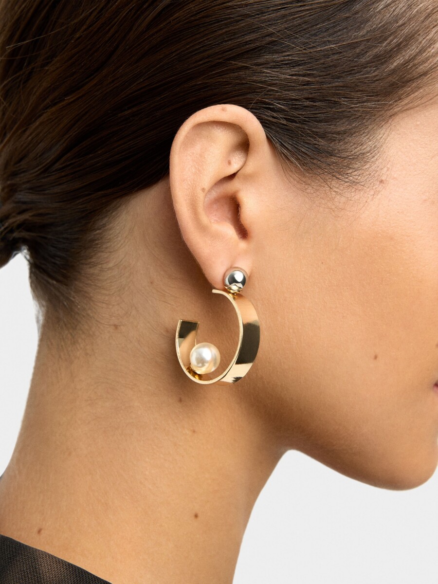 Aros Abiertos Con Esfera Y Perla bicolor