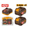 SET X2 BATERIAS 2.0AH + 1 CARGADOR 42V P42M INGCO FBCPM20221 SET X2 BATERIAS 2.0AH + 1 CARGADOR 42V P42M INGCO FBCPM20221