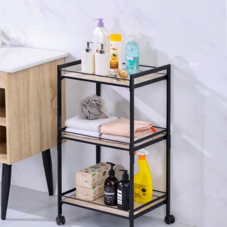 Carrito Organizador Metálico con Ruedas de 3 Niveles en Madera Carrito Organizador Metálico con Ruedas de 3 Niveles en Madera