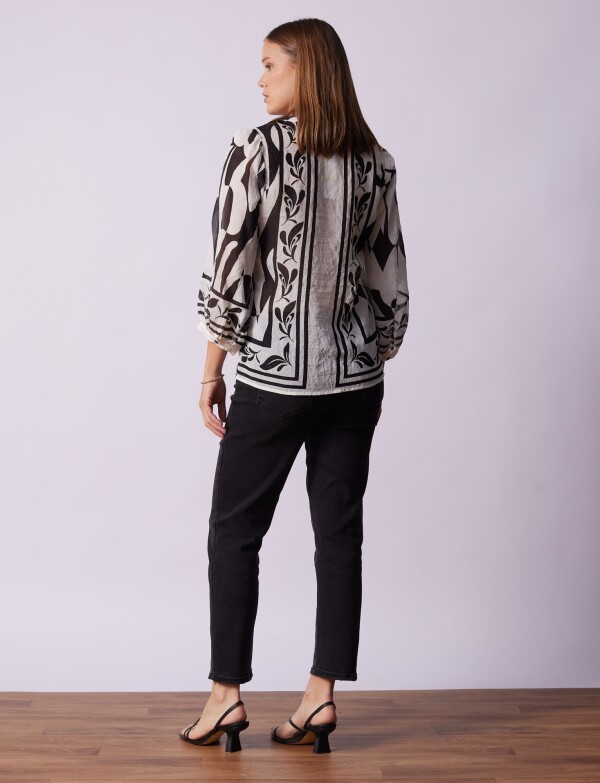 Blusa Gasa BLANCO/NEGRO