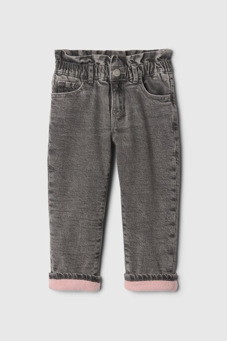Jean Mom Forrado Toddler Niña Grey Wash
