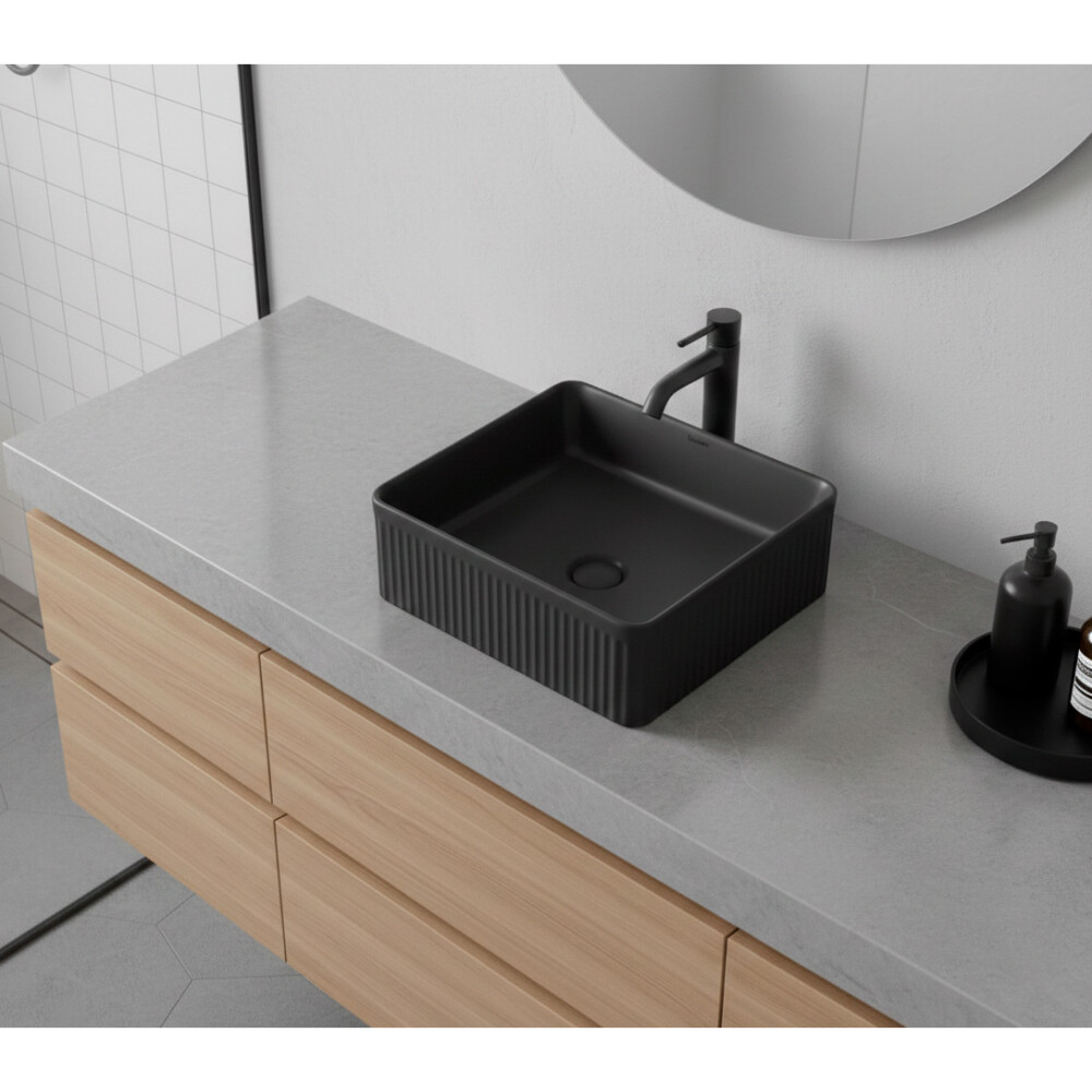 BACHA CUADRADA DE APOYO COLOR NEGRO MATE Bacha Cuadrada De Apoyo Color Negro Mate