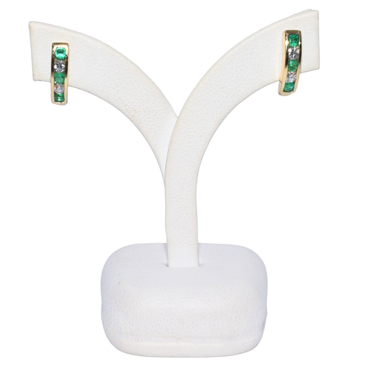 Caravanas oro 18 k con esmeraldas y brillantes. 