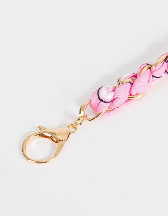 Llavero Metal Llavero Y Charm Con Trenza Bandana - Rosa Claro