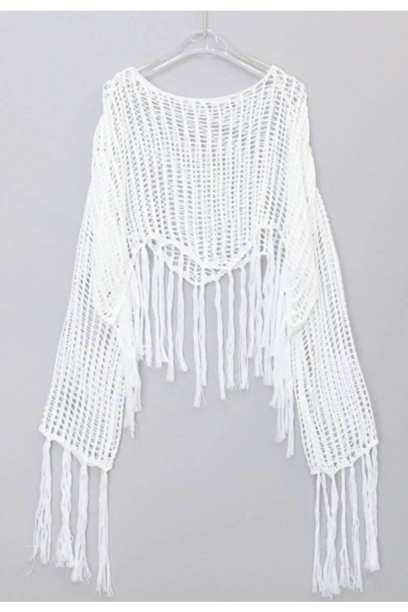 TOP CORTO MANGA LARGA BLANCO