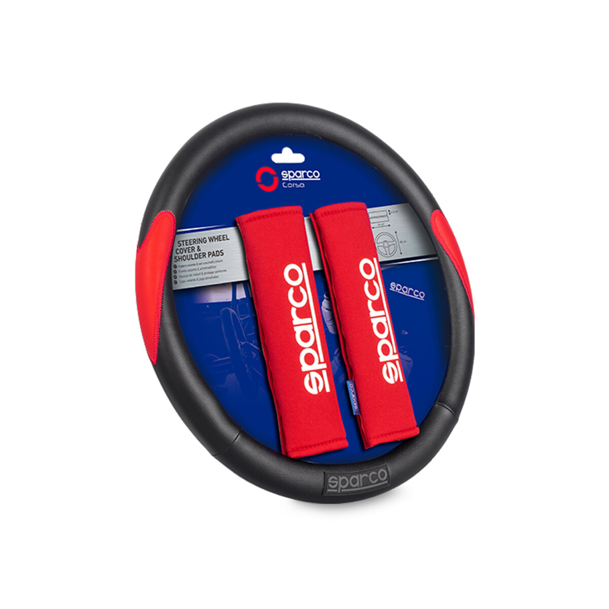 Kit Cubrevolante + Protector De Cinto Sparco Auto Rojo 